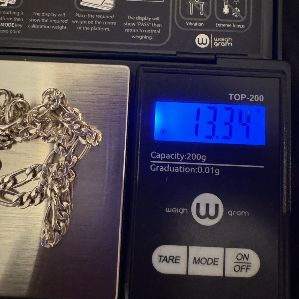 Silver Tone Figaro Chain Necklace - 18” - Picture 7 of 8